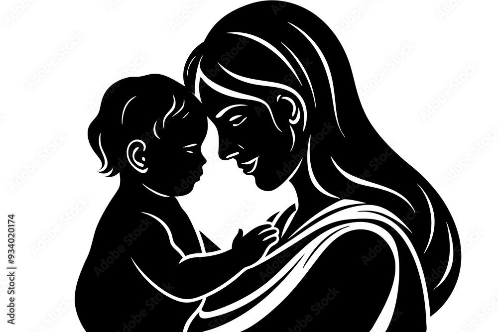 A realistic mother and baby logo design A realistic mother and baby logo design