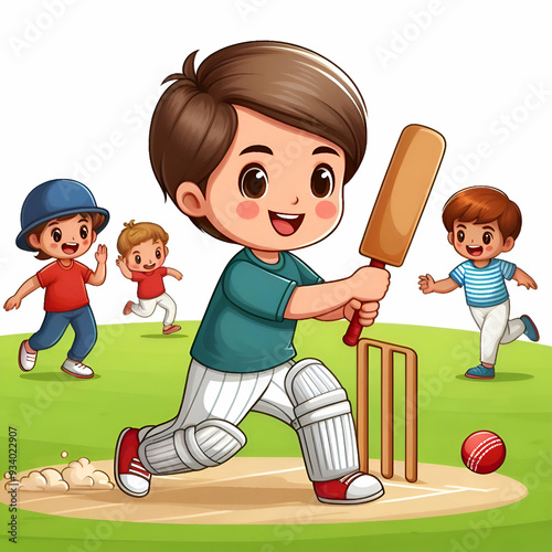 children playing cricket 