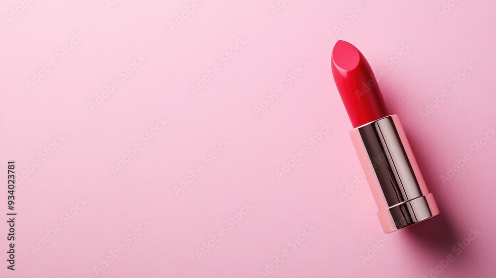 Red Lipstick on Pink Background Red Lipstick on Pink Background