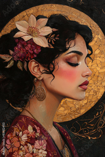 Elegant Portrait of a Divine Goddess in Classical Style