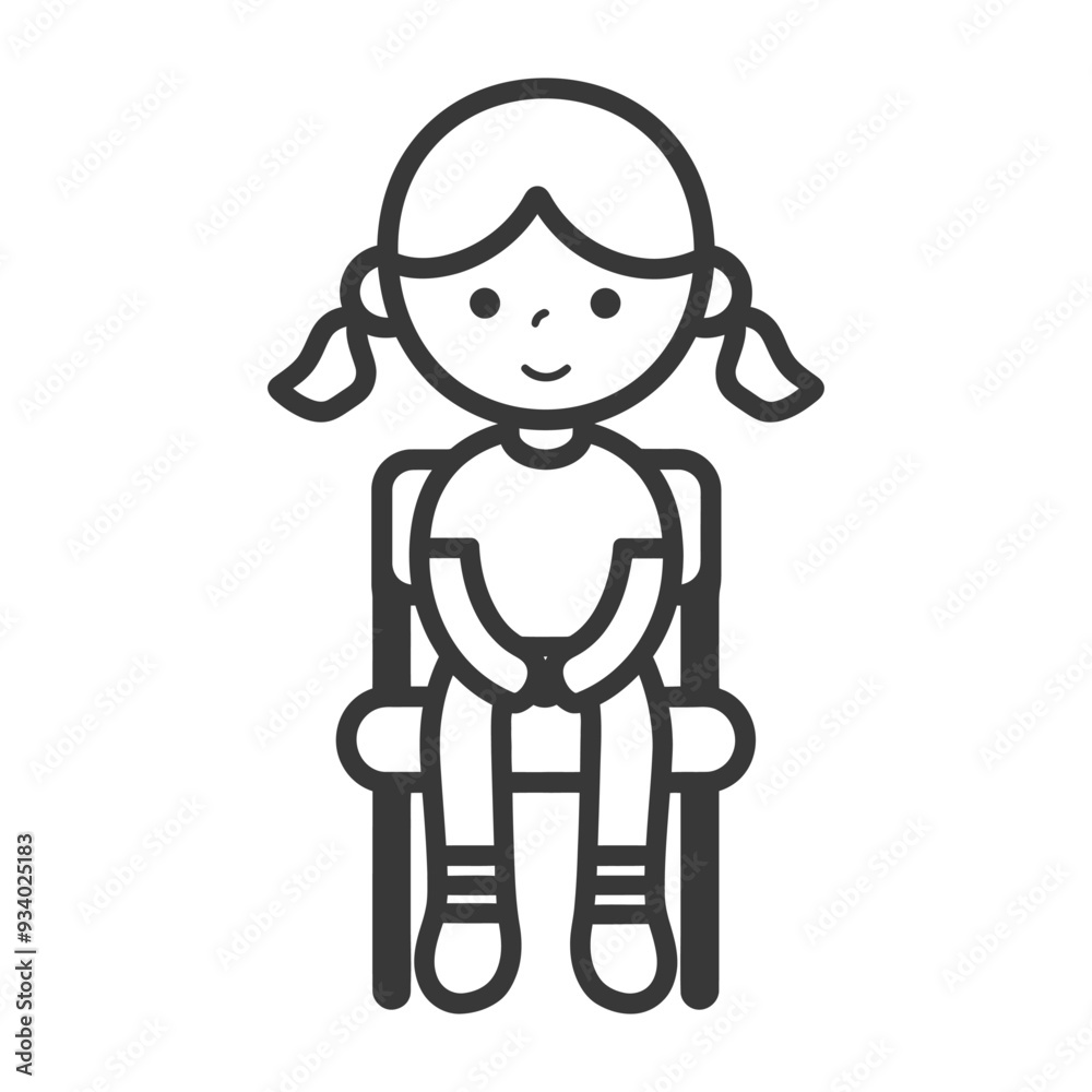 Obraz premium A girl with pigtails sitting on a chair