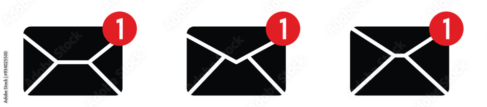 Notification bell icon set. New email message notification icon or alarm alert reminder icon.