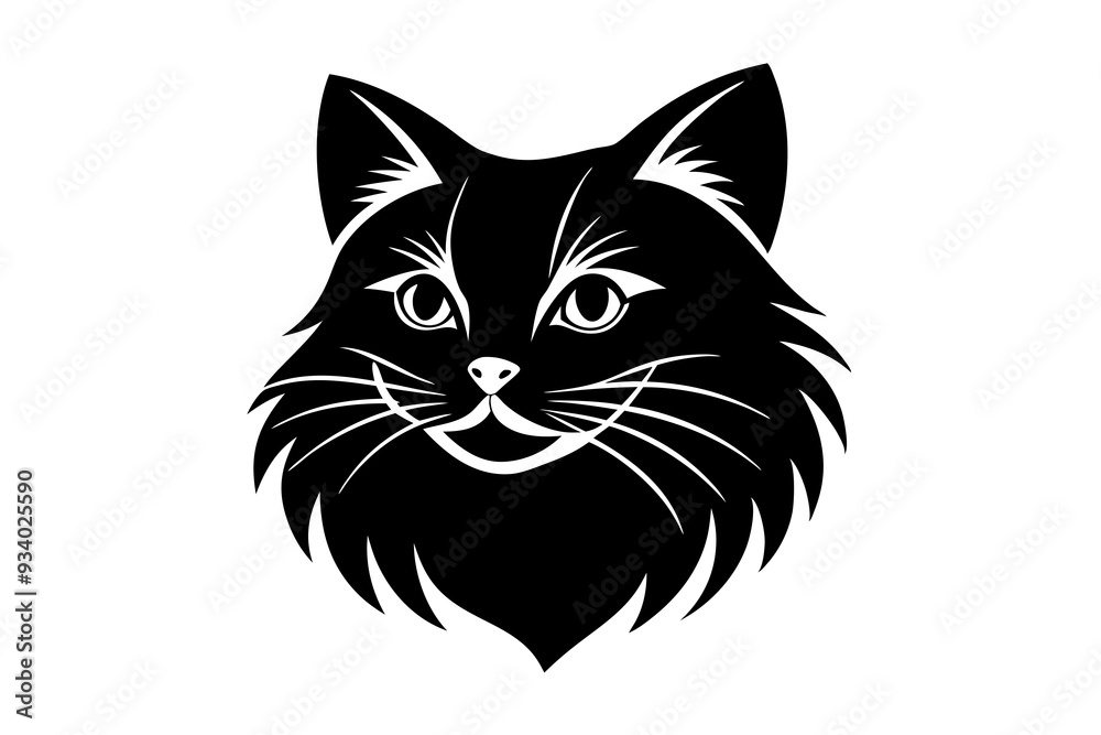 A vector logo featuring a cat's face 