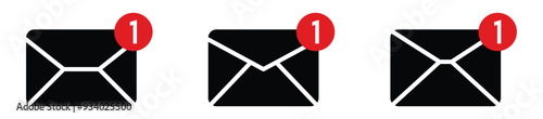 Notification bell icon set. New email message notification icon or alarm alert reminder icon.