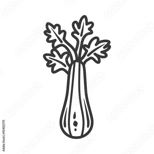 A Hand Drawn Line Art Illustration of a Celery Stalk