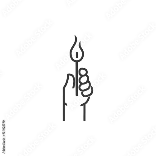 A hand holding a lit match with a flame on top