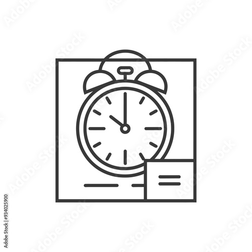 Alarm Clock Icon with Menu Symbol Inside Square Frame