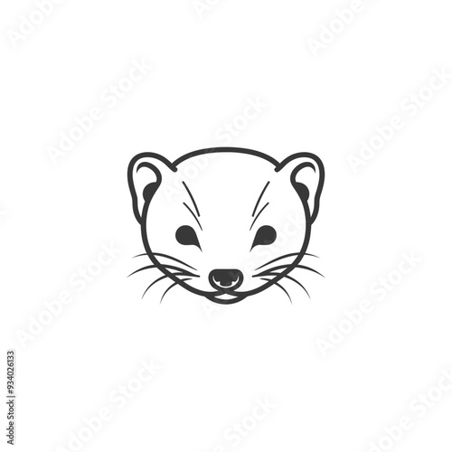 A Line Art Drawing of a Weasels Face