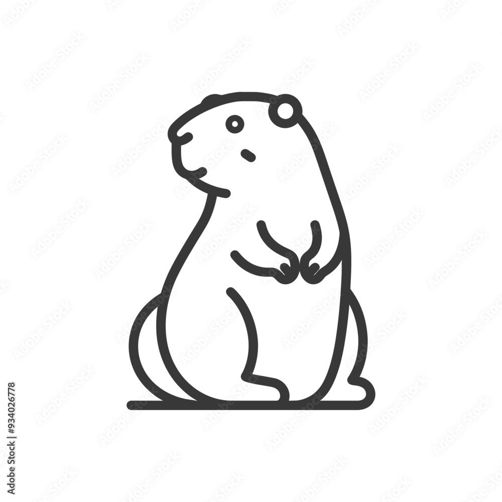 Obraz premium A line drawing of a groundhog standing on its hind legs