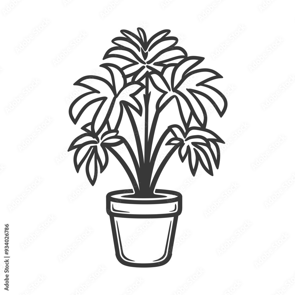 Obraz premium A Line Drawing of a Houseplant in a Pot