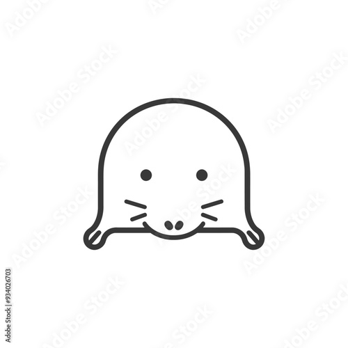 A line drawing of a cute cartoon mole with a smile