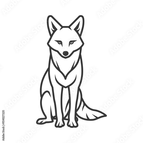 A Line Drawing of a Sitting Coyote