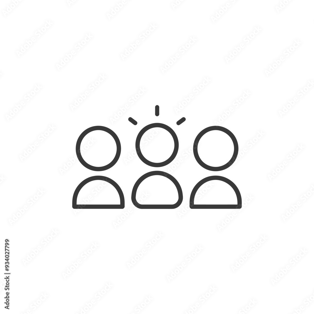A Line Drawing of Three People with One Shining with an Idea A Line Drawing of Three People with One Shining with an Idea