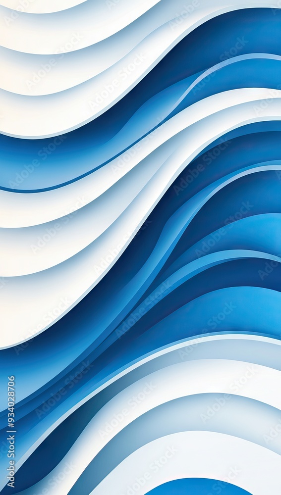 Fototapeta premium White and Blue Background with Wavy Lines. AI generated illustration