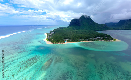 Mauritius island under waterfall, Mauritius undersea, Mauritius sea, Indian Ocean Mauritius photo