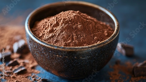 a bowl of fresh cocoa powder on a table
