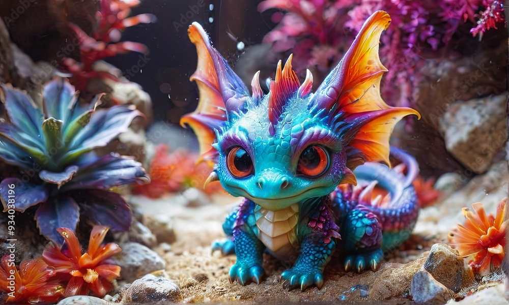 Baby Blue Dragon with in Forest Baby Blue Dragon with in Forest