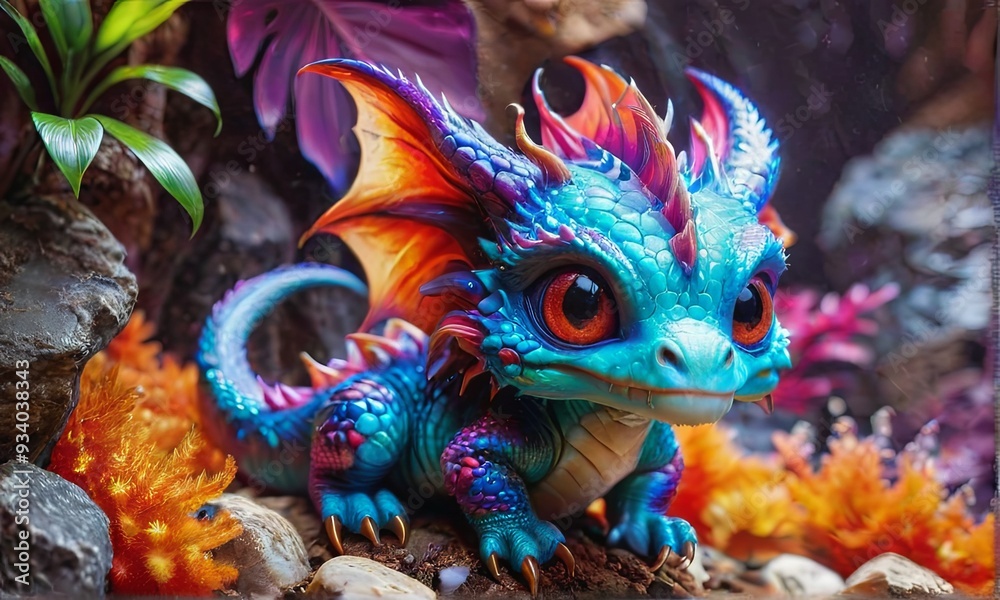 Baby Blue Dragon with in Forest Baby Blue Dragon with in Forest