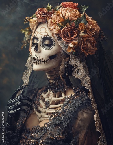 Spooky Halloween Costume Fashion Portrait photo