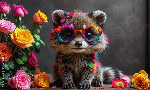 Cute Raccoon with Glasses