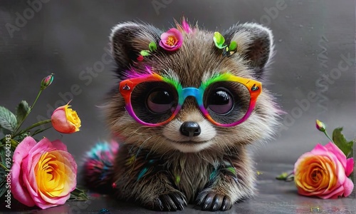 Cute Raccoon with Glasses