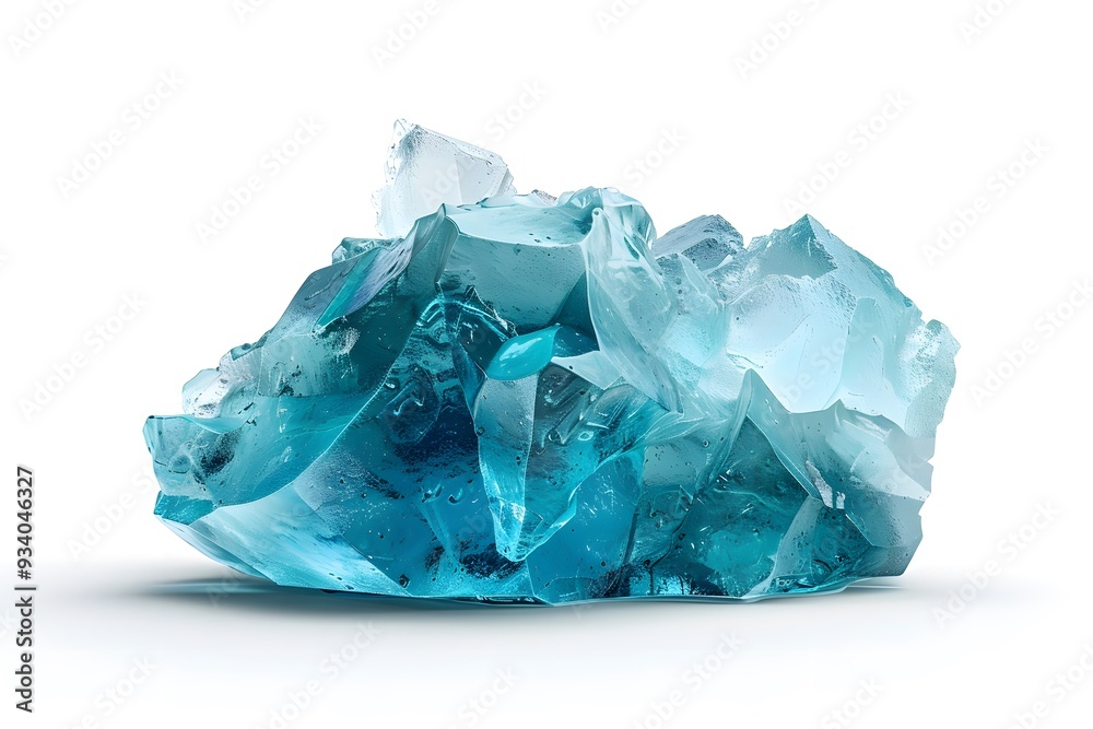 Stunning Blue Crystal Formation with Intricate Facets and Clarity