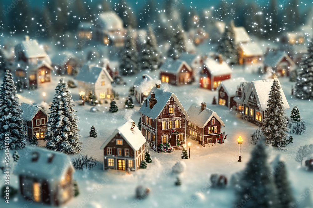 christmas village in snow christmas village in snow
