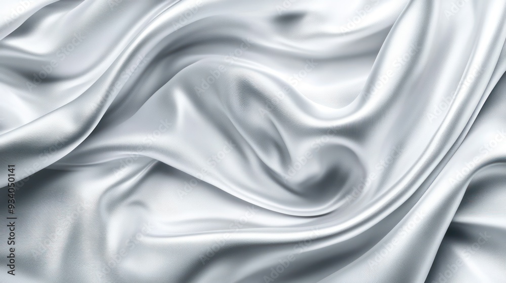 Obraz premium Close-up of Draped Silver Fabric with Smooth, Flowing Texture
