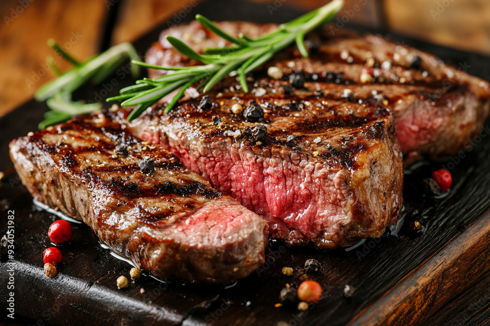 medium beef steak with rosemary and pepper medium beef steak with rosemary and pepper
