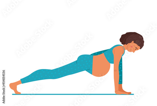 Banarasana Pose. Young attractive Pregnant woman doing yoga. Woman with sportswear doing floor exercises. Women healthy life style concept. Active lifestyle, baby health care. Prenatal stretching