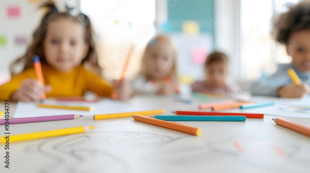 Fototapeta premium back to school with crayons
