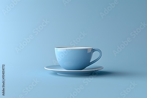 Wallpaper Mural Elegant Blue Cup and Saucer on a Soft Blue Background Torontodigital.ca