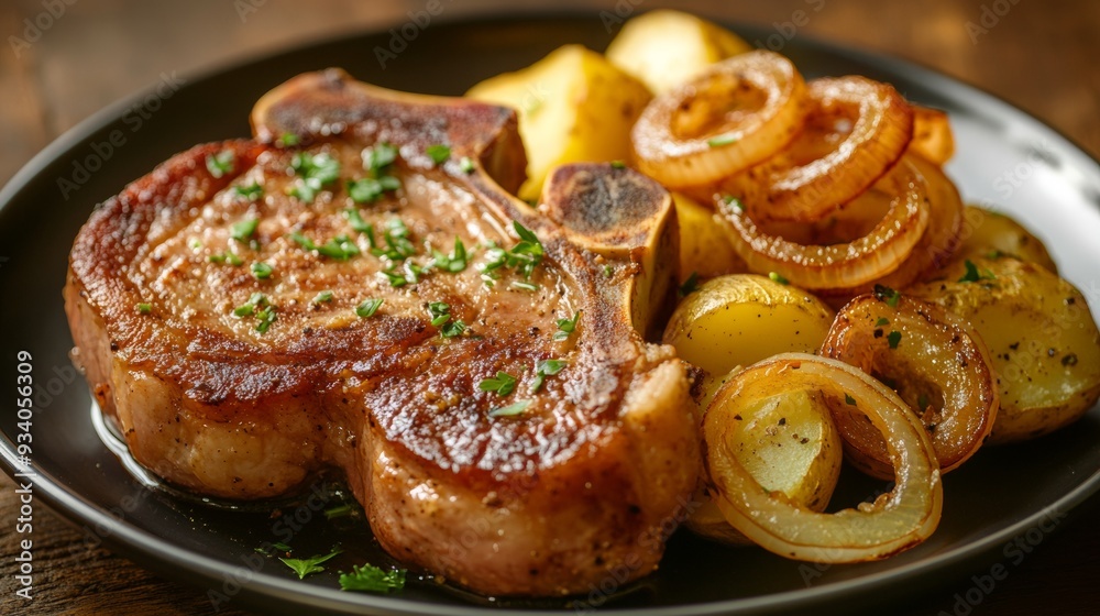 German national cuisine: Pork chops. German national cuisine: Pork chops.