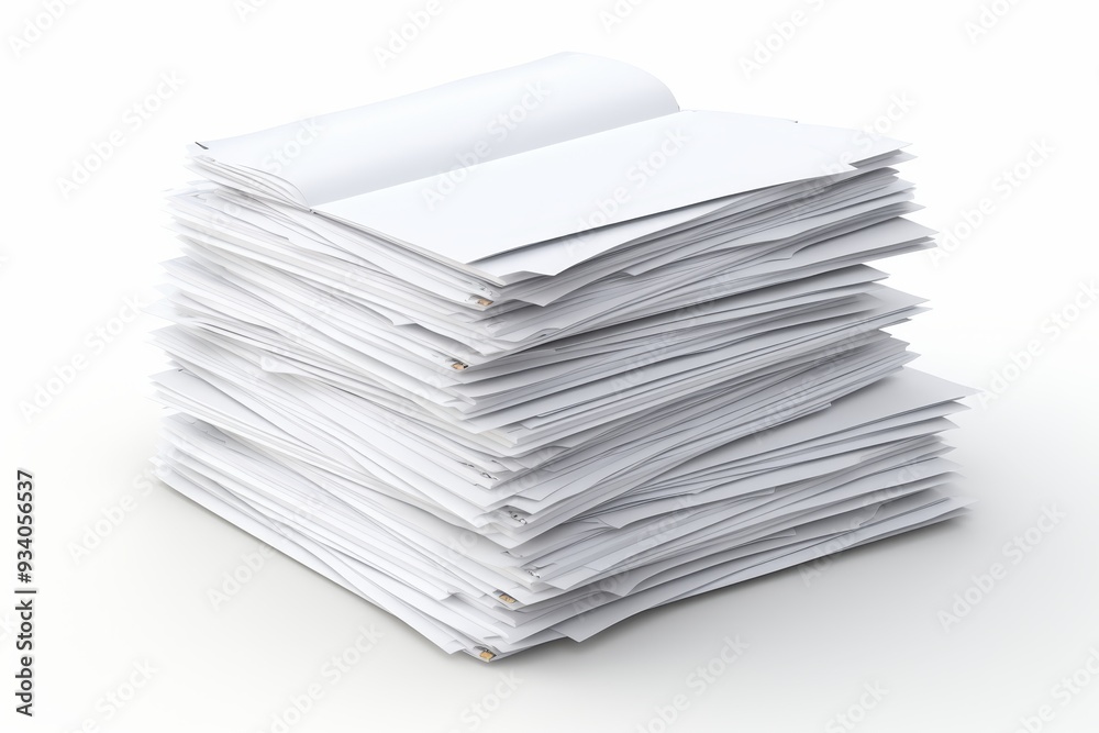 Stack of business documents isolated on white background for professional presentations Stack of business documents isolated on white background for professional presentations