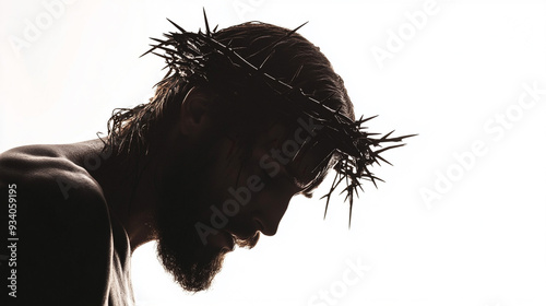 silhouette of jesus wearing crown of thorns 