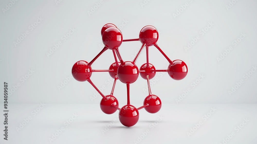 Obraz premium Red Abstract Molecular Structure