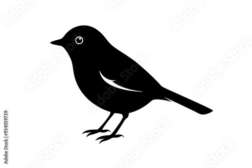 Black silhouette of robin bird logo style on a white background