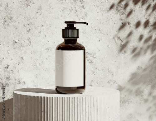 Stylish MediterraneanInspired Cosmetic Bottle Mockup with White Terracotta Finish photo