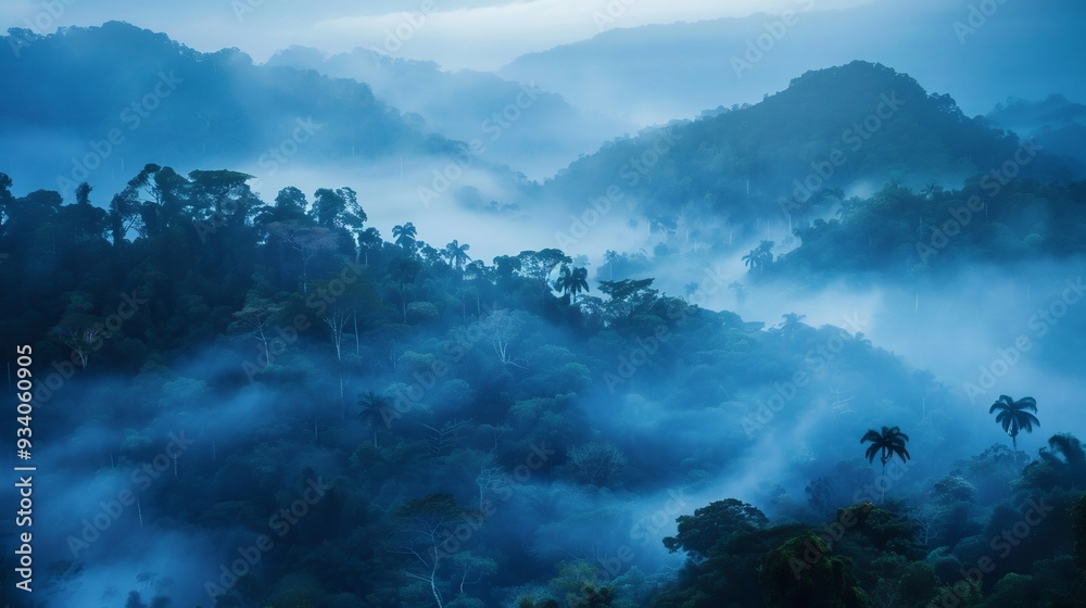 Obraz premium Misty Morning in the Rainforest