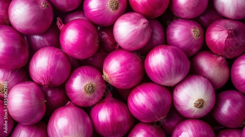 Fresh Purple Onions Background - Close-Up of Vibrant and Colorful Purple Onions in a Market or Kitchen Setting, Ideal for Culinary, Food, and Healthy Eating Concepts