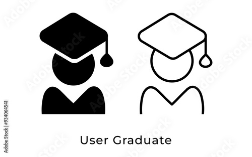 User Graduate with cap icon vector illustration. Education sign