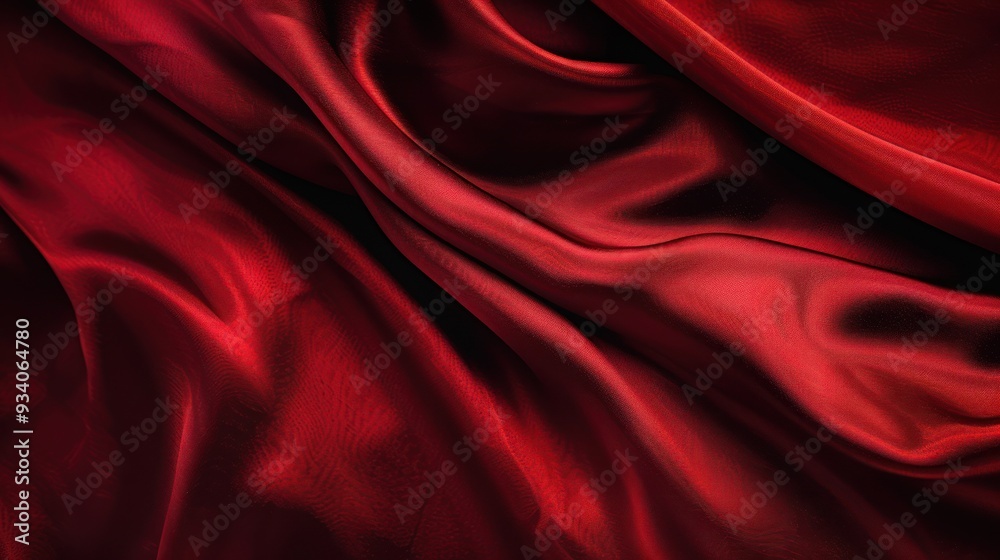 Obraz premium Red Satin Fabric Draped with Subtle Waves