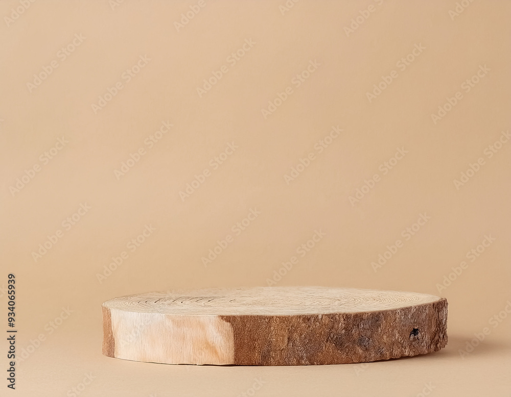 Abstract Wooden Cylinder on Beige Background Minimalist Design Abstract Wooden Cylinder on Beige Background Minimalist Design