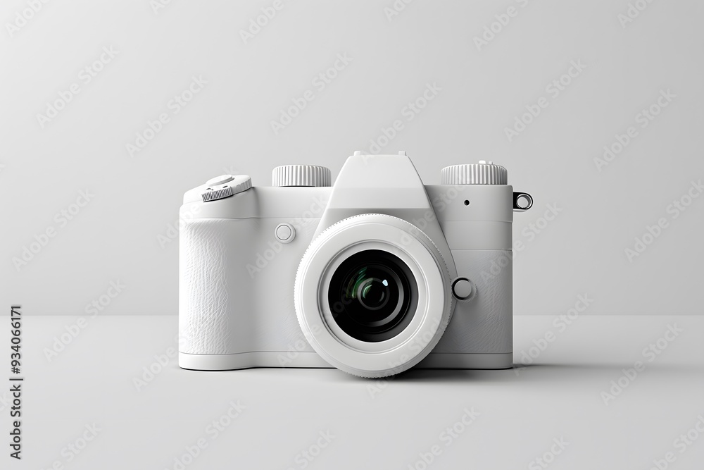 Sleek White Camera Design on Minimalist Background Sleek White Camera Design on Minimalist Background