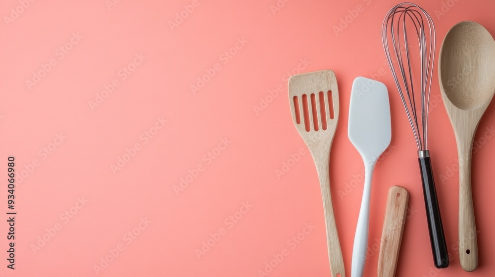 Kitchen Utensils on Pink Background Kitchen Utensils on Pink Background
