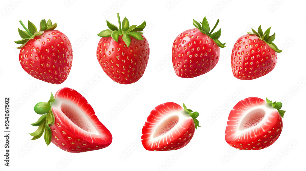 Fresh Red Strawberries Isolated on Black Background. Fresh Red Strawberries Isolated on Black Background.