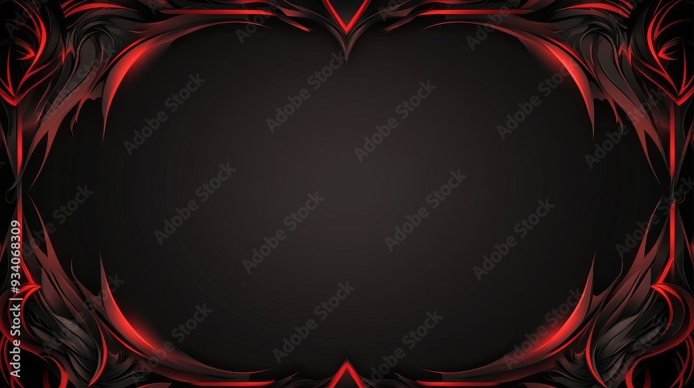 A dark graphic frame with intricate red designs, suitable for highlighting content or images. A dark graphic frame with intricate red designs, suitable for highlighting content or images.