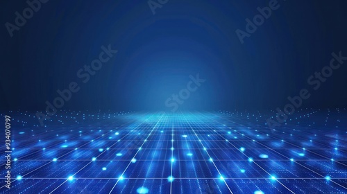 Abstract Blue Grid  A Digital Landscape