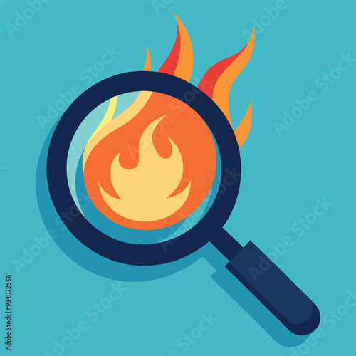 Magnifying Glass Starting Fire Vector Illustration