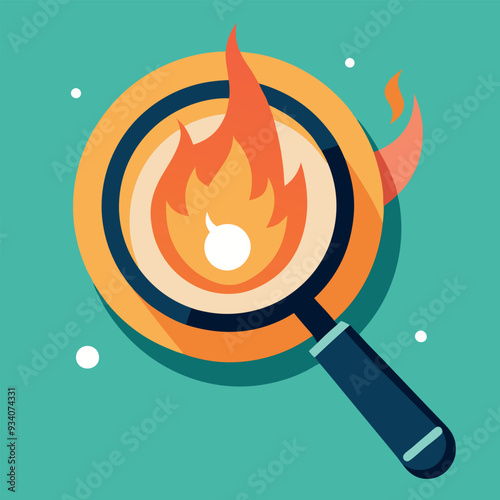 Magnifying Glass Starting Fire Vector Illustration